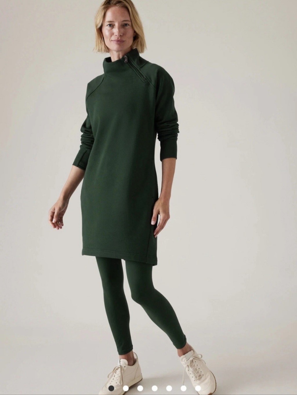 Athleta Cozy Karma Dark Green Long Sleeve Dress